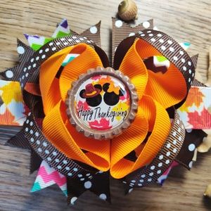 Minnie and Mickey Fall and Thanksgiving Girls Holiday Hair Bow